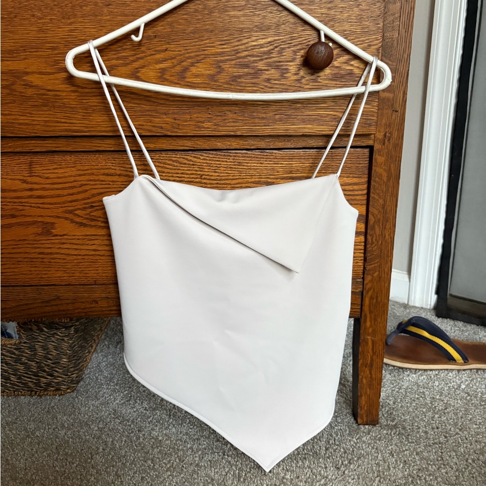 ZARA Chic White Asymmetrical Cami Top